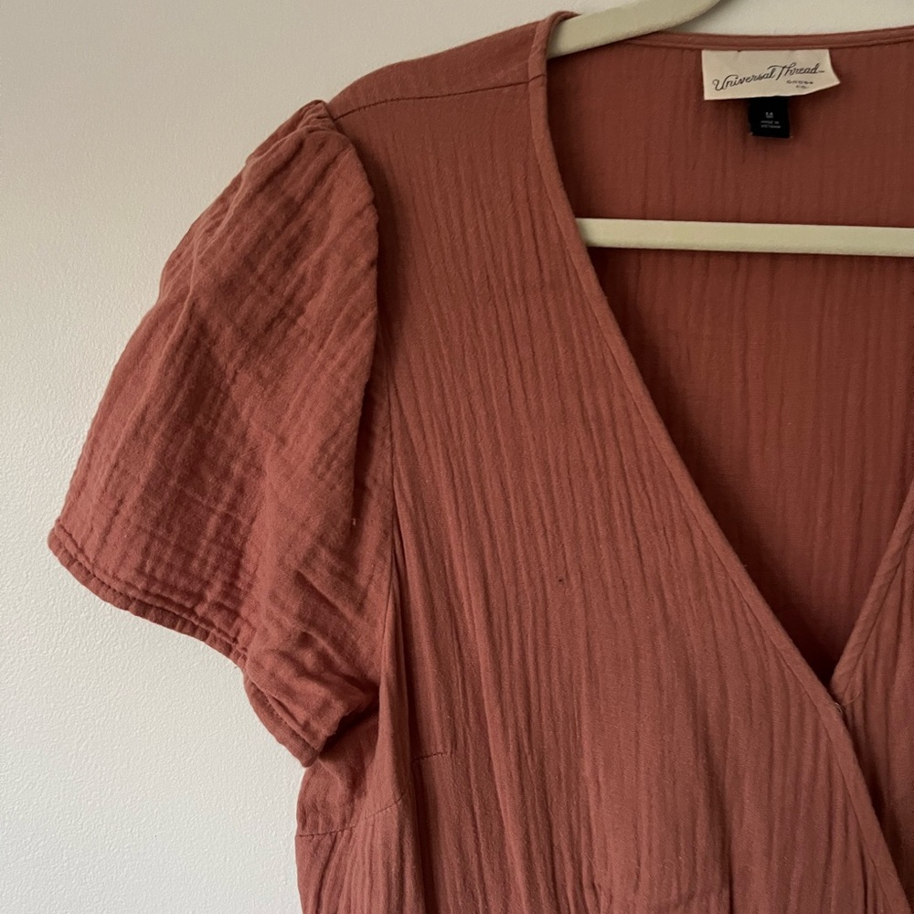 Universal Thread Terracotta Short Sleeve Wrap Dress